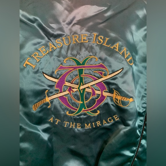 Vtg 90’s Mirage/Treasure Island Reversible Satin Bomber Jacket - Picture 7 of 10